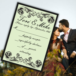Tarjeta De Confirmación De Asistencia Sage Green Victorian Boda