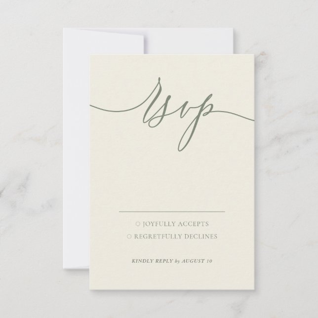 Tarjeta De Confirmación De Asistencia Sage Greenery Simple Minimal Moderno Responder con (Anverso)