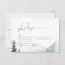Sage Watercolor Mountain Forest Rustic Wedding