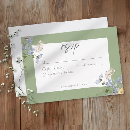 Tarjeta De Confirmación De Asistencia Sage Wildflower Garden Elegant Wedding