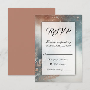 Tarjeta De Confirmación De Asistencia Sage y Terracotta Stardust Skies Boda
