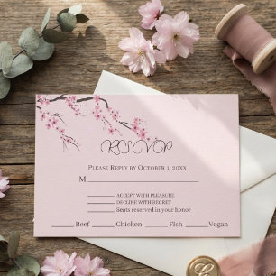 Tarjeta De Confirmación De Asistencia Sakura Floral Acuarela Rosa Moderna