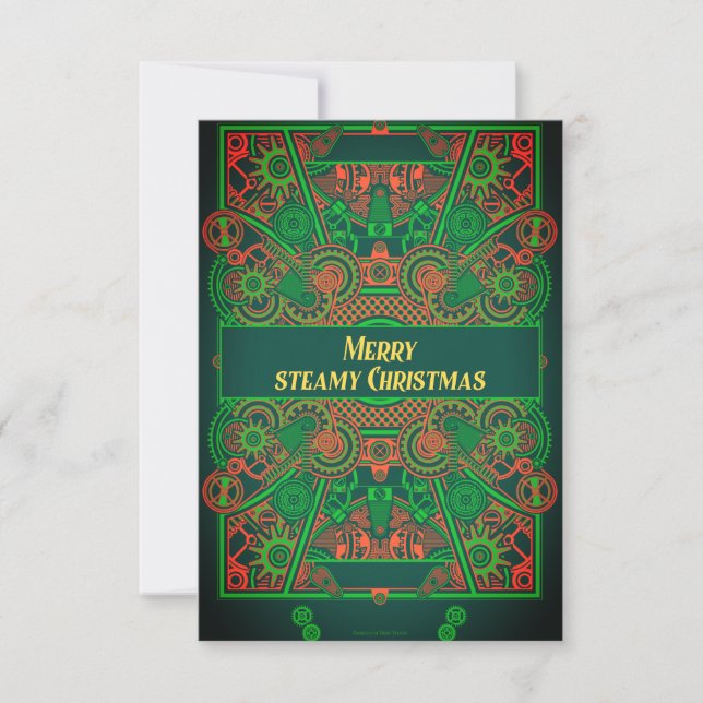 Tarjeta De Confirmación De Asistencia Saludo de los Navidades Steampunk (Anverso)