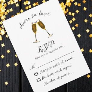 Tarjeta De Confirmación De Asistencia Saludos Para Amarre La Recepción De Bodas De Gafas