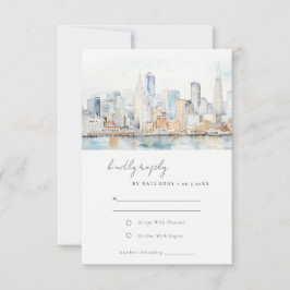 Tarjeta De Confirmación De Asistencia San Francisco Watercolor Landscape Wedding
