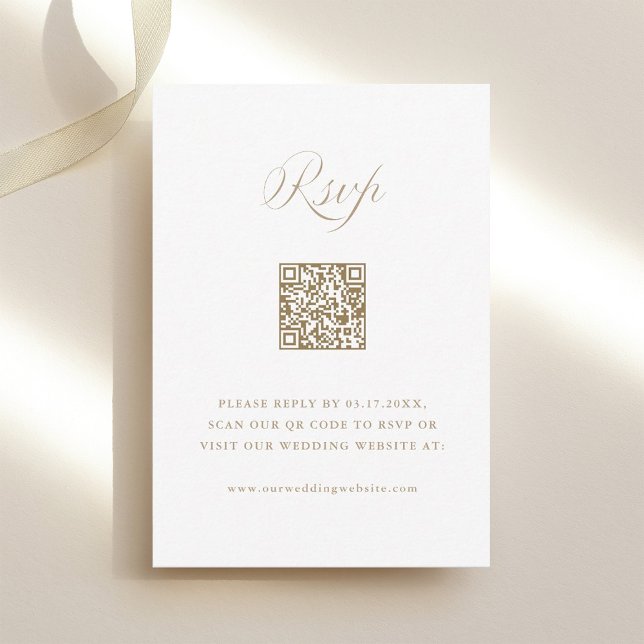 Tarjeta De Confirmación De Asistencia Sand Stylish Calligraphy Wedding QR Code (Subido por el creador)