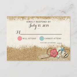Tarjeta De Confirmación De Asistencia Sandy Beach Hibiscus & Shells Wedding Invitan a RS