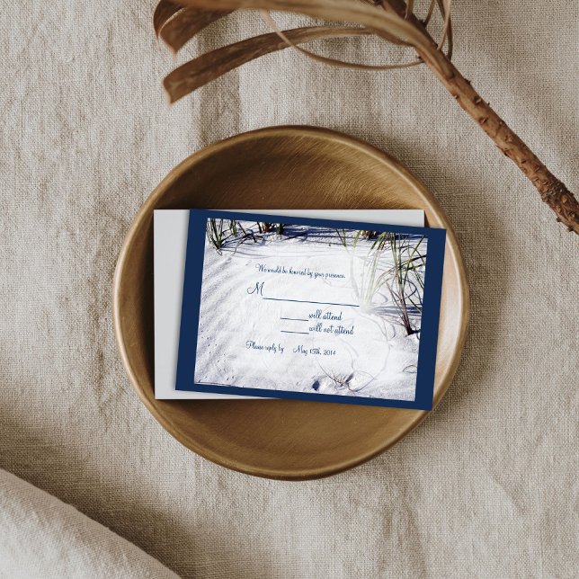Tarjeta De Confirmación De Asistencia Sandy Beach Wedding RSVP02 (A beach or coastal wedding rsvp.)