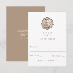Tarjeta De Confirmación De Asistencia Sandy Seashells Marine Ocean Beach Wedding