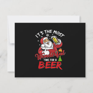 Tarjeta De Confirmación De Asistencia Santa Claus divertido de Navidad bebiendo cerveza