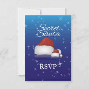 Tarjeta De Confirmación De Asistencia Santa Secreta, Azul/Gorra
