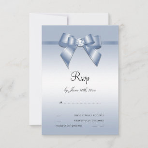 Tarjeta De Confirmación De Asistencia Sapphire Gem Bow & Ribbon 45° aniversario Boda