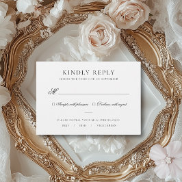 Tarjeta De Confirmación De Asistencia Sarah Elegant Boda de Elección de Comida en Blanco