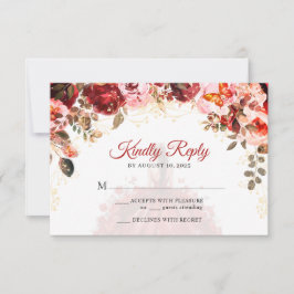 Tarjeta De Confirmación De Asistencia Scarlet Elegance Floral Princesa Quinceañera