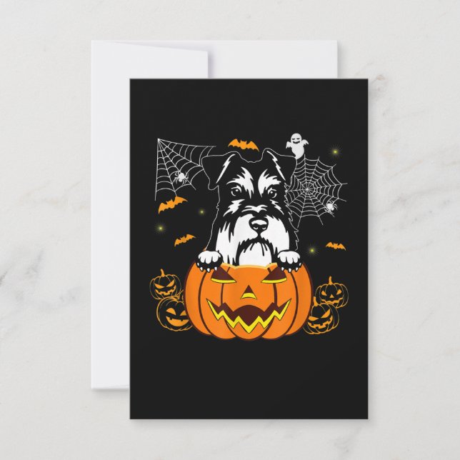 Tarjeta De Confirmación De Asistencia Schnauzer Pumpkin Halloween Costume Perro Lover (Anverso)