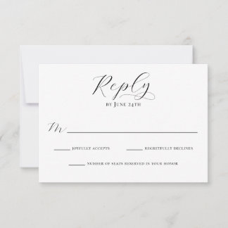 Tarjeta De Confirmación De Asistencia Script de Caligrafía Simple y Elegante para Boda M