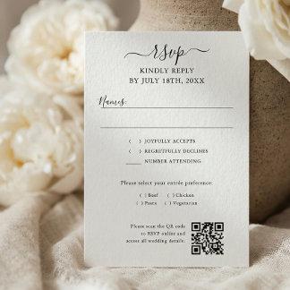Tarjeta De Confirmación De Asistencia Script QR Code Modern Wedding