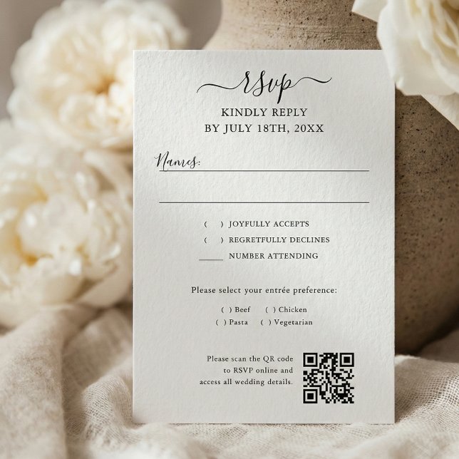Tarjeta De Confirmación De Asistencia Script QR Code Modern Wedding (Subido por el creador)