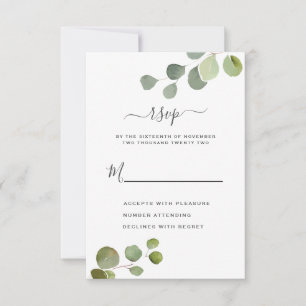 Tarjeta De Confirmación De Asistencia Script Rustic Eucalyptus Boda Response Card