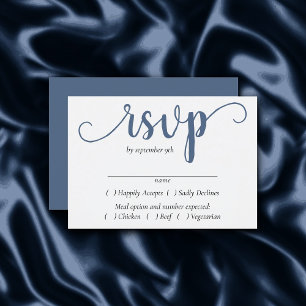 Tarjeta De Confirmación De Asistencia Script Slate Simple   Dusty Blue Entree Choice
