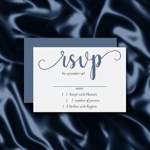 Tarjeta De Confirmación De Asistencia Script Slate Simple   Dusty Blue Flourish Event