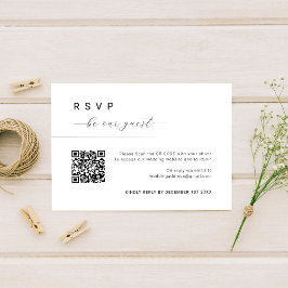 Tarjeta De Confirmación De Asistencia Sea nuestro código QR simple Boda mínimo de script