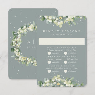 Tarjeta De Confirmación De Asistencia Seafoam Snowberry+Eucalyptus Boda multievento