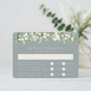 Tarjeta De Confirmación De Asistencia Seafoam Snowberry+Eucalyptus Boda multievento