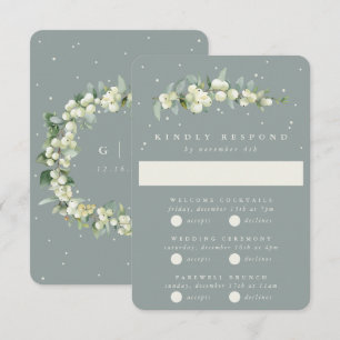 Tarjeta De Confirmación De Asistencia Seafoam Snowberry+Eucalyptus Boda multievento