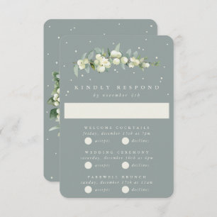 Tarjeta De Confirmación De Asistencia Seafoam Snowberry+Eucalyptus Boda multievento