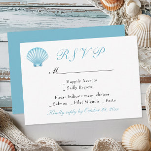 Tarjeta De Confirmación De Asistencia Seashell Elegant Nautical Beach Coastal Boda