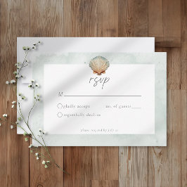 Tarjeta De Confirmación De Asistencia Seashell Watercolor Minimalist Beach Wedding