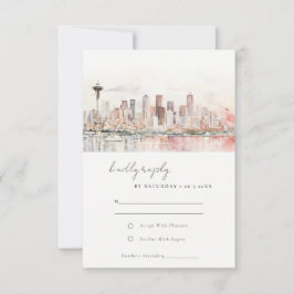 Tarjeta De Confirmación De Asistencia Seattle Washington Watercolor Landscape Wedding