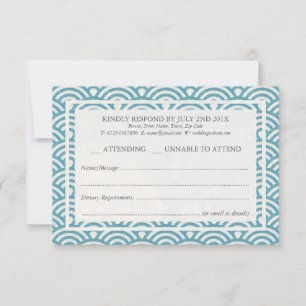 Tarjeta De Confirmación De Asistencia Seigaiha japonesa Waves Elegantes Bodas en Playa R