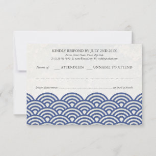 Tarjeta De Confirmación De Asistencia Seigaiha japonesa Waves Elegantes Bodas en Playa R