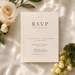 Tarjeta De Confirmación De Asistencia Selección de Comida de Marfil Elegante Boda