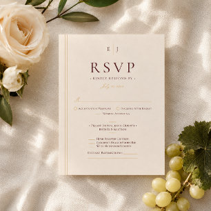 Tarjeta De Confirmación De Asistencia Selección de Comida de Marfil Elegante Boda