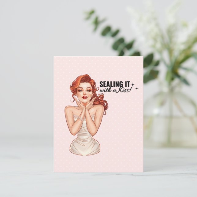 Tarjeta De Confirmación De Asistencia ¡Sellarlo con un kissess! (Anverso de pie)