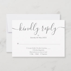 Tarjeta De Confirmación De Asistencia Sencilla Elegante Gris Blanco Escritura Elección d