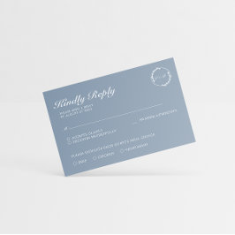 Tarjeta De Confirmación De Asistencia Sencilla hoja Minimalista con un monograma azul tu