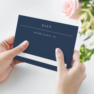 Tarjeta De Confirmación De Asistencia Sencilla tipografía moderna Boda Marina Azul
