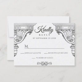 Tarjeta De Confirmación De Asistencia Sencilla y elegante arquitectura renacentista