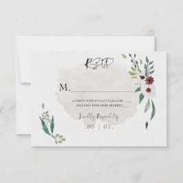 Tarjeta De Confirmación De Asistencia Sencilla y elegante color de agua de la vegetación