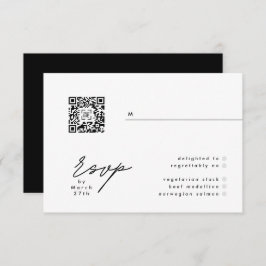 Tarjeta De Confirmación De Asistencia Sencillamente elegante Boda QR en blanco y negro R