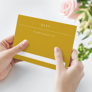 Tarjeta De Confirmación De Asistencia Sencillo Boda de tipografía moderna Oro amarillo