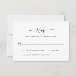 Tarjeta De Confirmación De Asistencia Sencillo Boda moderno elegante en blanco y negro