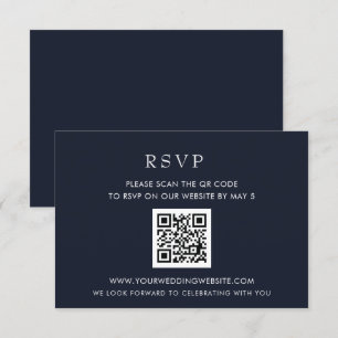 Tarjeta De Confirmación De Asistencia Sencillo CÓDIGO QR Boda de Marina Moderna