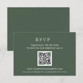Tarjeta De Confirmación De Asistencia Sencillo CÓDIGO QR Boda verde moderno