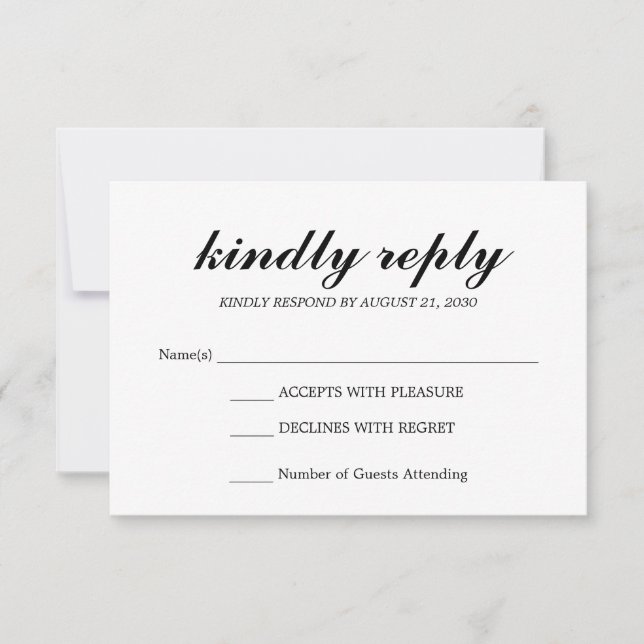 Tarjeta De Confirmación De Asistencia Sencillo elegante estilo de escritura moderna Boda (Anverso)