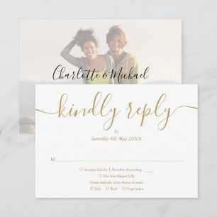 Tarjeta De Confirmación De Asistencia Sencillo Elegante Fotografía de Bodas con Letra Sc